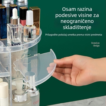 Višestruki prozračni stolni spremnik za pohranu s mogućnošću podešavanja visine i okretni organizator za kozmetiku i papirnicu