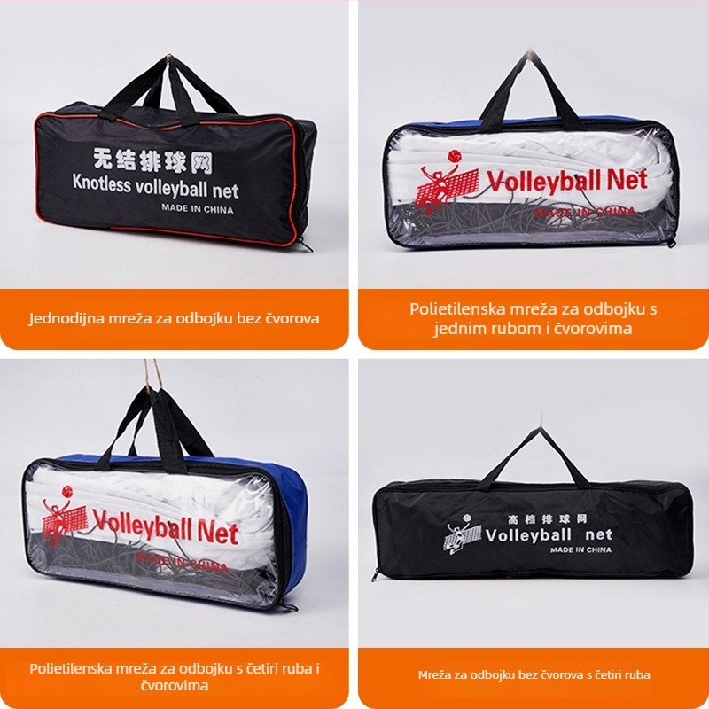 Volejbal mreža sa četiri rubova, najlonska, prijenosna za trening i vanjske utakmice