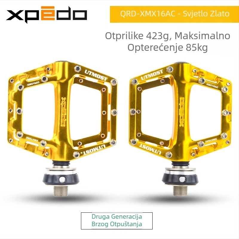 Pedaale za bicikl, s tri ležaje i sustavom brzog otpuštanja, univerzalna kompatibilnost, model QRD-XMX16AC, tijelo od aluminijske legure