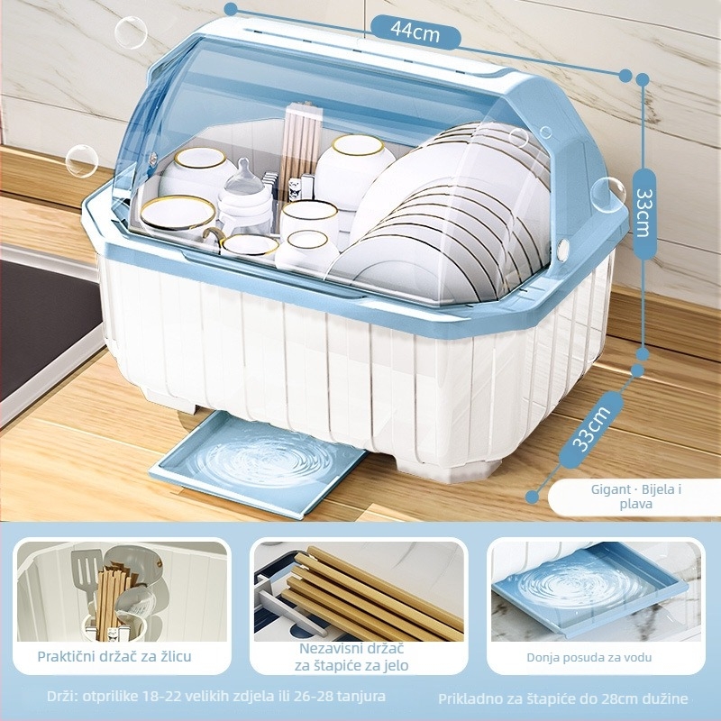 Regal za posuđe na ploči — Prašini otporan, Višestruki, Pokretni — Bez montaže, PP plastika