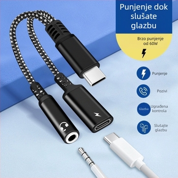 Type-C splitter kabel 1-to-2 za Huawei i Xiaomi pametni telefoni
