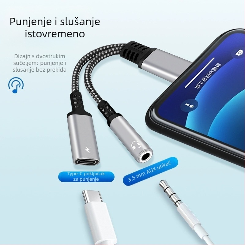Type-C splitter kabel 1-to-2 za Huawei i Xiaomi pametni telefoni