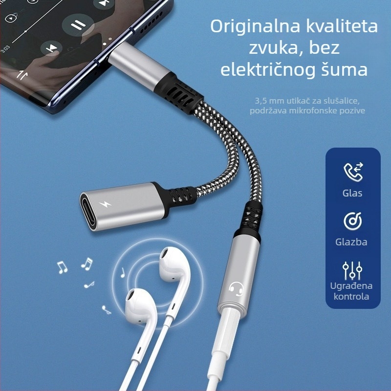 Type-C splitter kabel 1-to-2 za Huawei i Xiaomi pametni telefoni