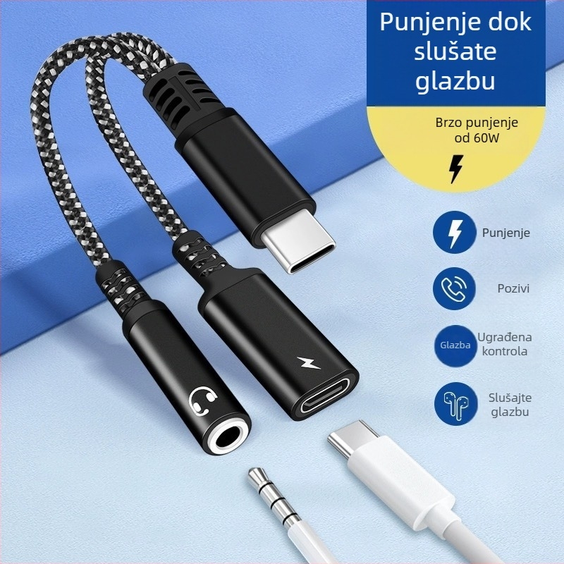 Type-C splitter kabel 1-to-2 za Huawei i Xiaomi pametni telefoni