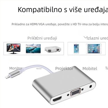 Adapter za iPhone na VGA/HDMI (Model 230, neutralna marka, kompatibilan s iPhoneom)