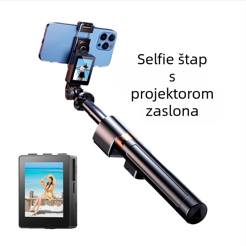 CL07 selfie štap s projekcijom zaslona, prikaz uživo u realnom vremenu, teleskopska aluminijska šipka, stabilizacija protiv podrhtavanja, Bluetooth daljinski upravljač