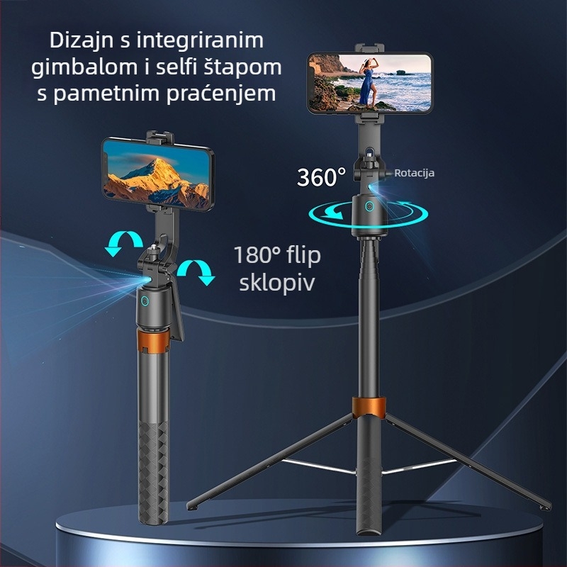 Q13 Inteligentno praćenje lica AI, 360° četveronožni selfie štap s ručkom za fotografiranje na otvorenom, praćenje s gimballom (aluminijska legura; daljinski upravljač; Bluetooth; prilagodba)