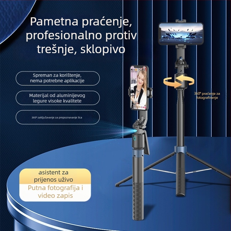 Q13 Inteligentno praćenje lica AI, 360° četveronožni selfie štap s ručkom za fotografiranje na otvorenom, praćenje s gimballom (aluminijska legura; daljinski upravljač; Bluetooth; prilagodba)