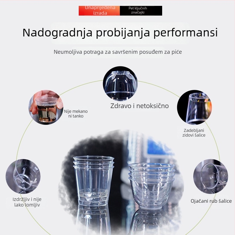 Jednokratna šalica za čaj 58 ml, čašica za degustaciju, prehrambena kvaliteta, debeli set za čaj