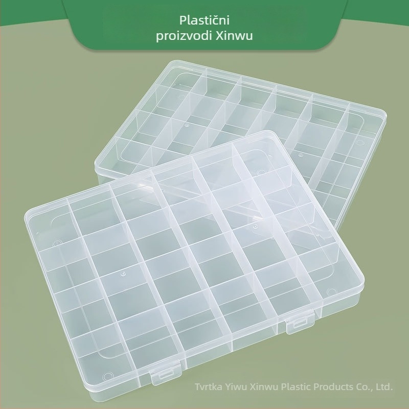 Kutija za pohranu s 24 pretincima i poklopcem, PP plast, za dijelove hardvera i nakit