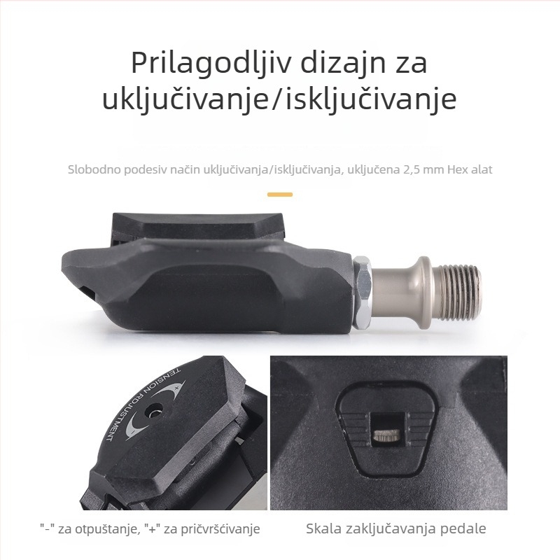 BOLANY PD402 SPD pedale za cestovni bicikl, tijelo od najlona i krom-molibden čelika, s pločom za zaključavanje