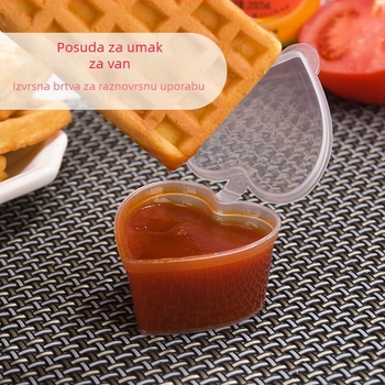 Posuda za umake u obliku srca, jednokratna, PP plast, kapacitet ispod 100 ml, 500 komada u pakiranju