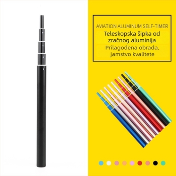 Selfie štap od avionskog aluminija sa sedmerostrukom teleskopskom cijevi (prilagodba dostupna, licencirana privatna oznaka)