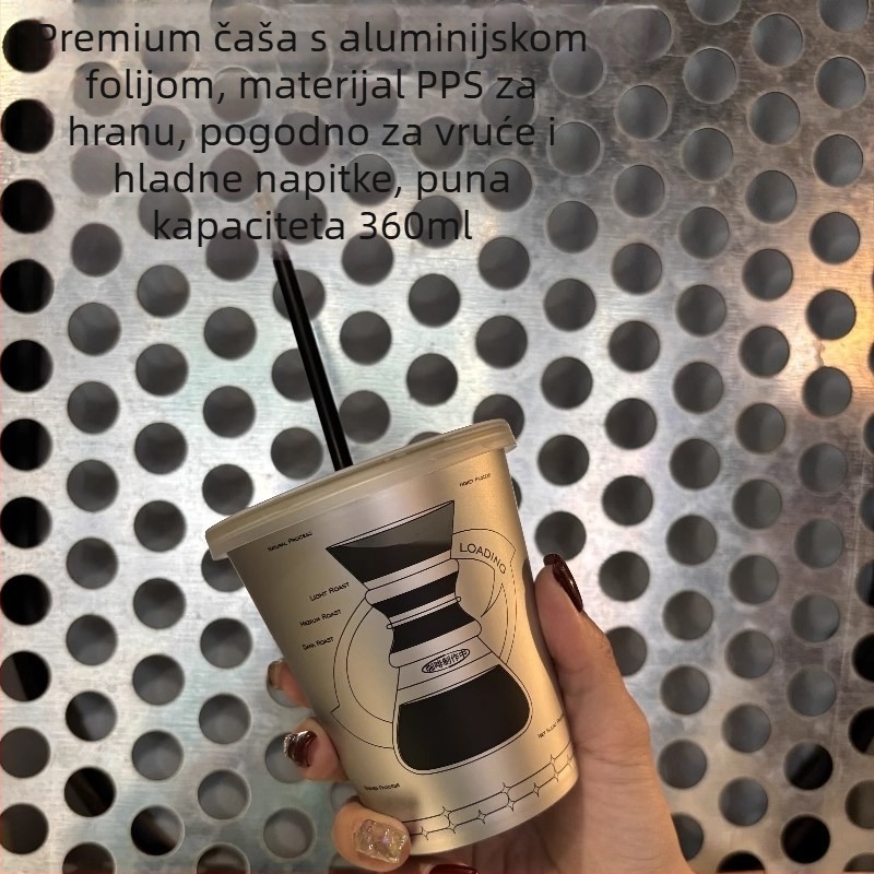 Jednokratna PP šalica za kavu s teksturiranim dizajnom influencer stila, 360 ml, pogodna za take-away pakiranje hladnih napitaka, mogućnost ispisa logotipa, nije mikrovalna prikladna