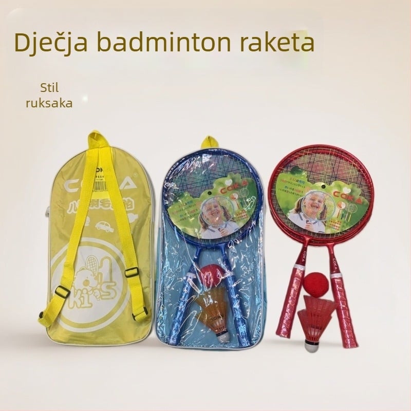 Set za badminton za djecu s loptama, 2 reketa za uzrast 3–5 godina, težina 75–79 g, drška G5, 3 loptice
