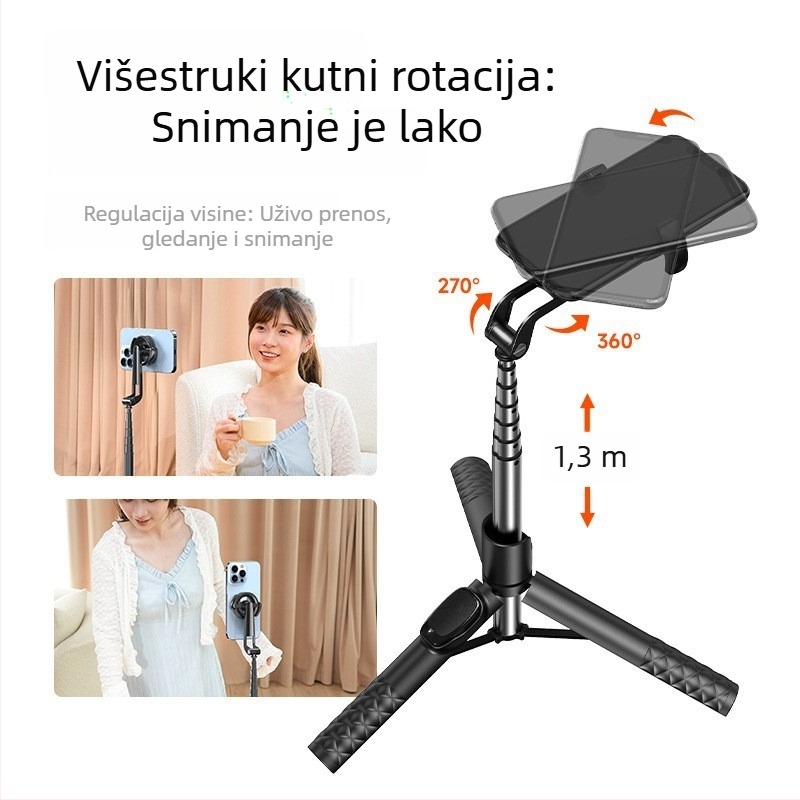 Magnetski Bluetooth selfie štapić s daljinskim upravljačem, stabilizator protiv podrhtavanja, univerzalni držač za pametni telefon za livestream