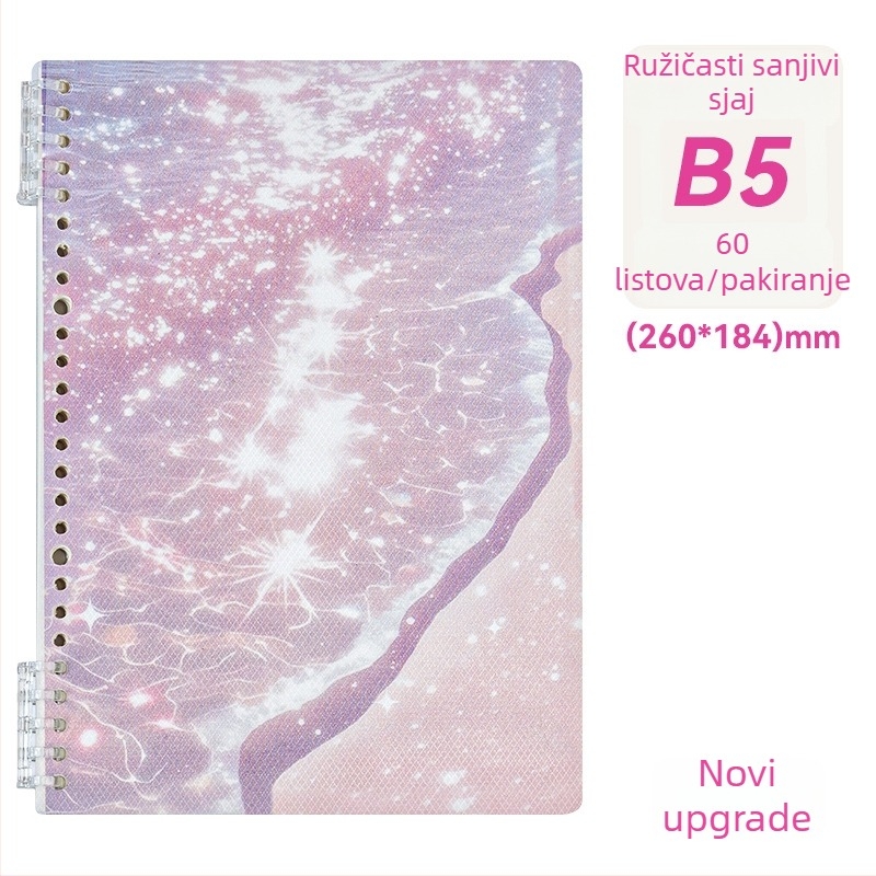 B5 bilježnica s omotom s motivom zmaja, vezana prstenima, izdvojive stranice