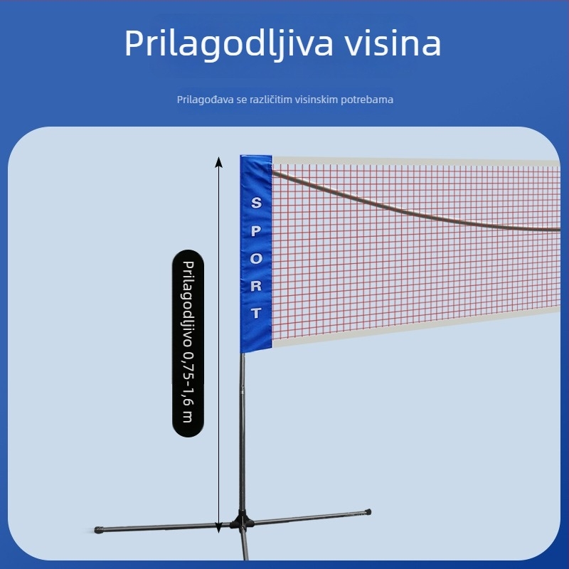 Prijenosni okvir za badminton mrežu – odvojiv, za unutarnju uporabu, mogućnost prilagođavanja, brend Nili