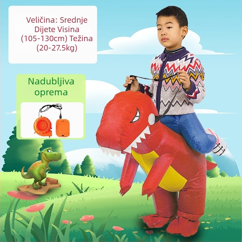 Reds Anime Naduhivni kostim dinosaura za djecu – unisex, PU koža, za uzrast do 17 godina, za anime RPG igre