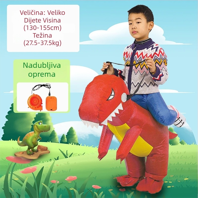 Reds Anime Naduhivni kostim dinosaura za djecu – unisex, PU koža, za uzrast do 17 godina, za anime RPG igre