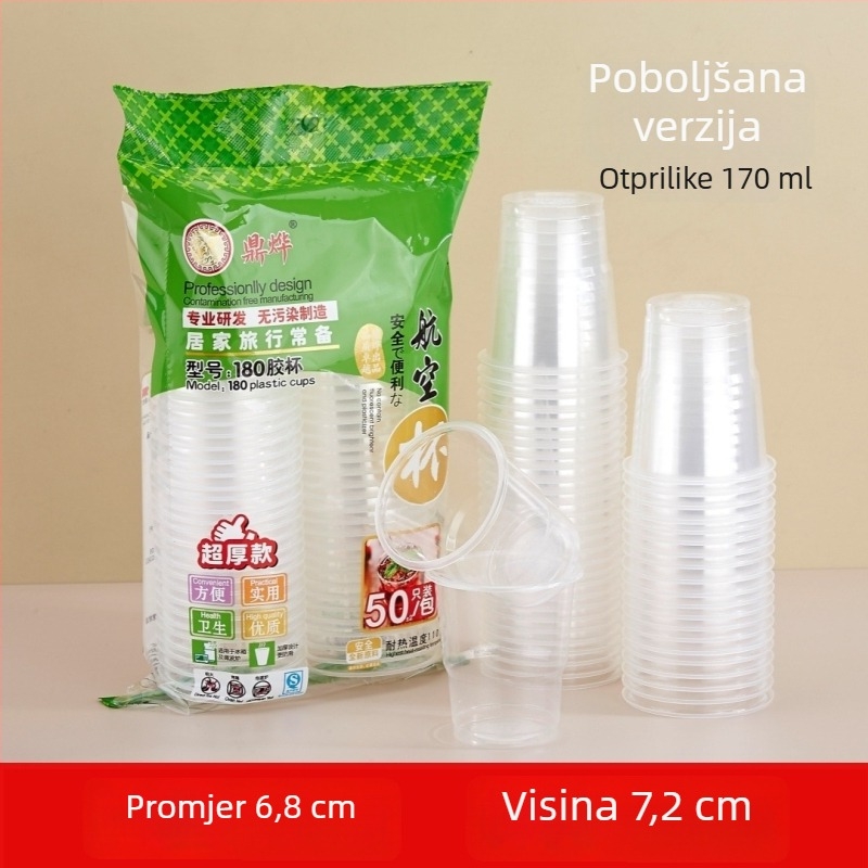 Debljane jednokratne čaše od PP, prozirne, otporne na visoke temperature, kapacitet 101–200 ml, mikrovalnoj pećnici sigurne
