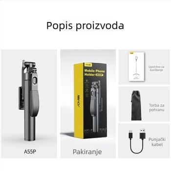 All-In-One punjivo Bluetooth selfie štapić sa stativom i daljinskim upravljačem, anti-shake, za prijenos uživo