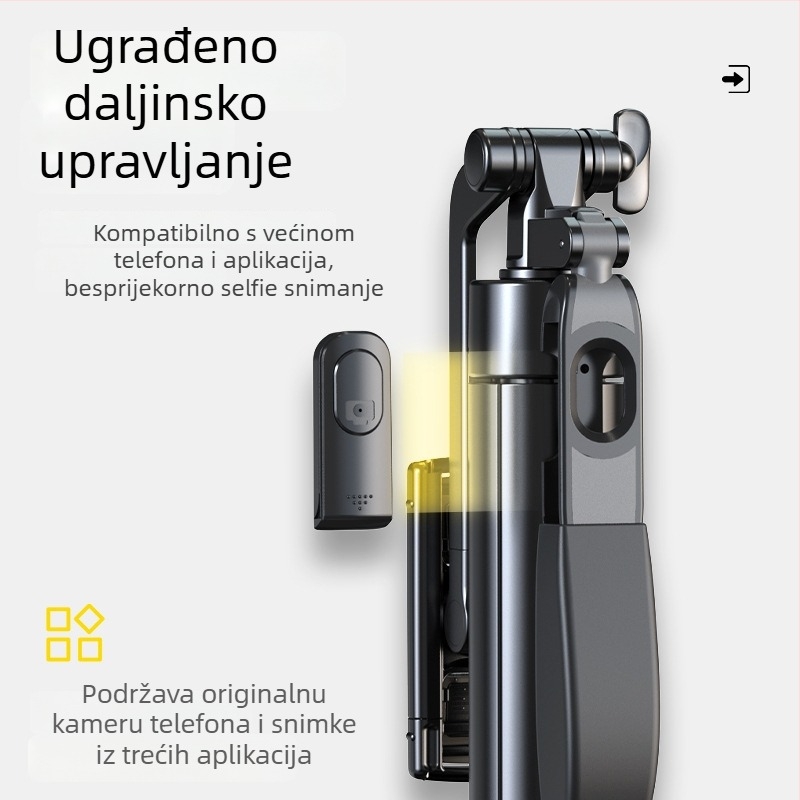 All-In-One punjivo Bluetooth selfie štapić sa stativom i daljinskim upravljačem, anti-shake, za prijenos uživo