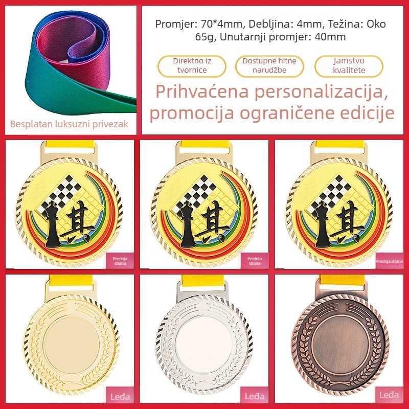 Medalja za sportske događaje, prilagodljiva, zinkova legura, tiskano logo, težina 30–70 g