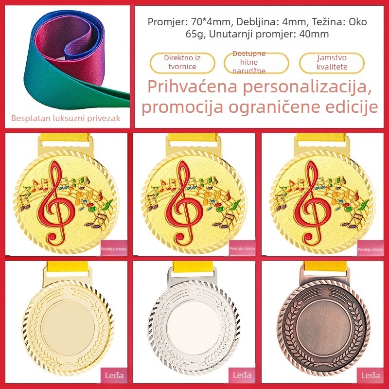 Medalja za sportske događaje, prilagodljiva, zinkova legura, tiskano logo, težina 30–70 g