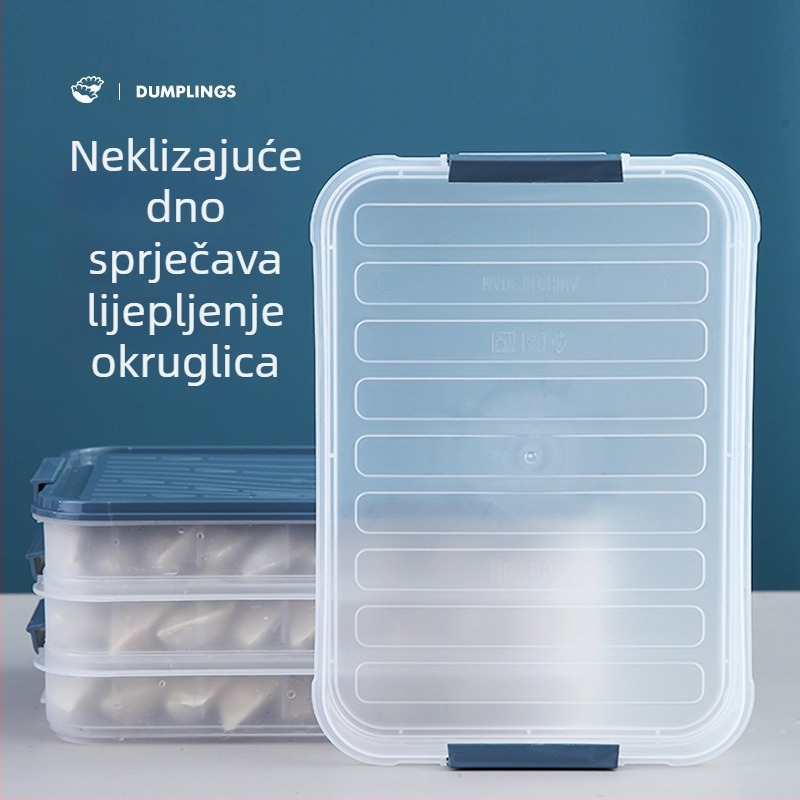Višeslojna plastična kutija za zamrzavanje knedli, prenosna, s čvrstim poklopcem