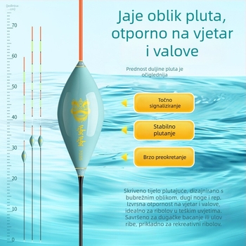 Fisher Visoko osjetljivi plovak s kristalnom repom, jajastog oblika, za lagane zábere i velike ribe