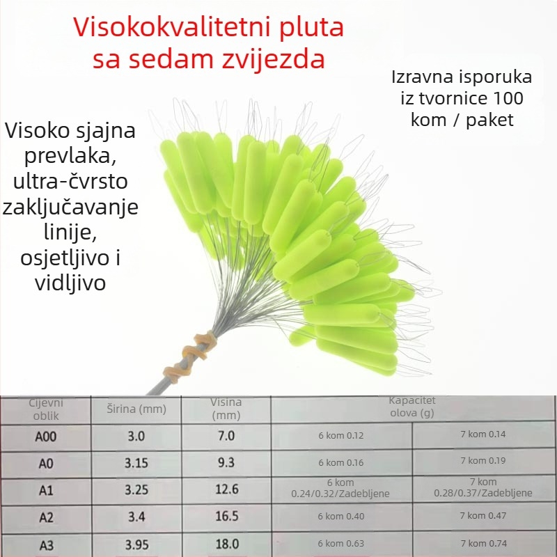 Sedam zvjezdica ribolovni plovak - cilindričnog oblika, maslinastog oblika, aerodinamičan dizajn, plast