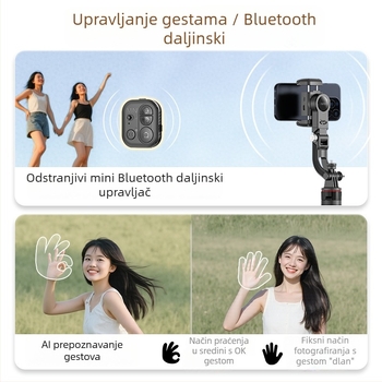 Usatisfy AI praćenje lica 360° stabilizator kamere s gimbalom Bluetooth — Prijenosni selfie štapi Pro, od plastike, daljinsko upravljanje uključeno