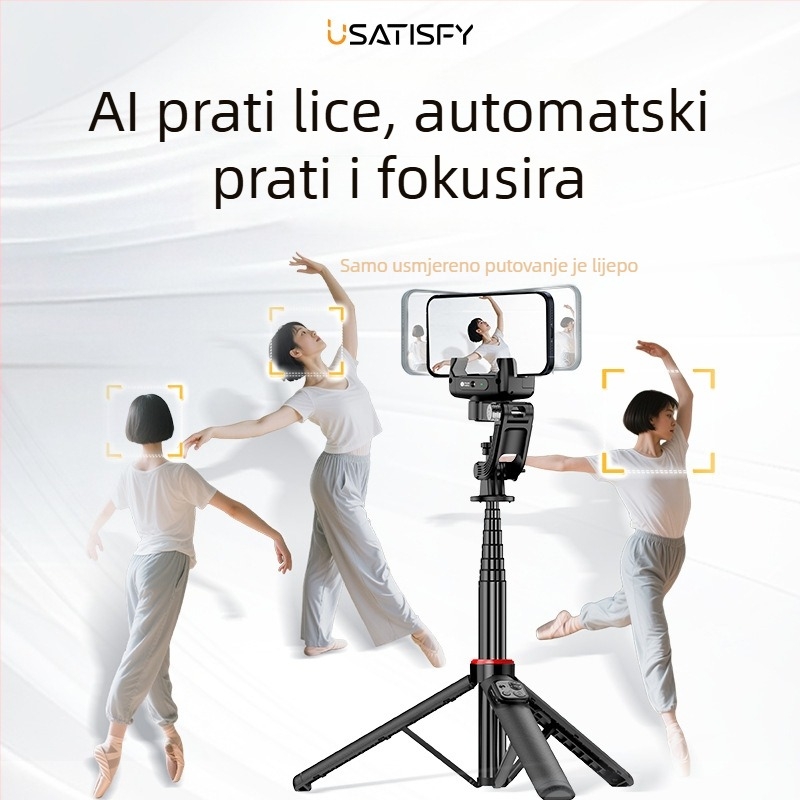Usatisfy AI praćenje lica 360° stabilizator kamere s gimbalom Bluetooth — Prijenosni selfie štapi Pro, od plastike, daljinsko upravljanje uključeno
