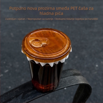 Jednokratna PET čaša za hladne napitke s poklopcem, otisak logotipa, prilagođena prerada, 301-400 ml