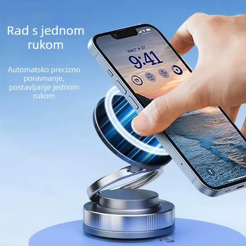 Držač za mobitel u automobilu sa vakumskim pričvršćivanjem na instrument ploču, univerzalan, prilagodljiv, bez baterije.