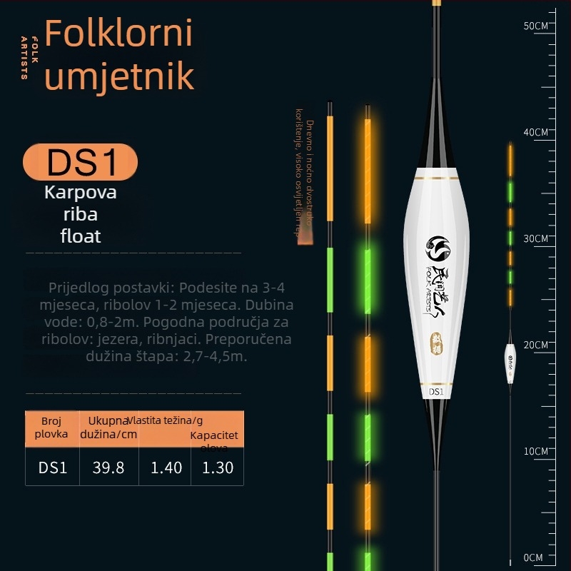 Vertikalna plovka za ribolov — Marka Folk artist; Materijal Nano; Kategorija: Plovci za ribolov i bóje