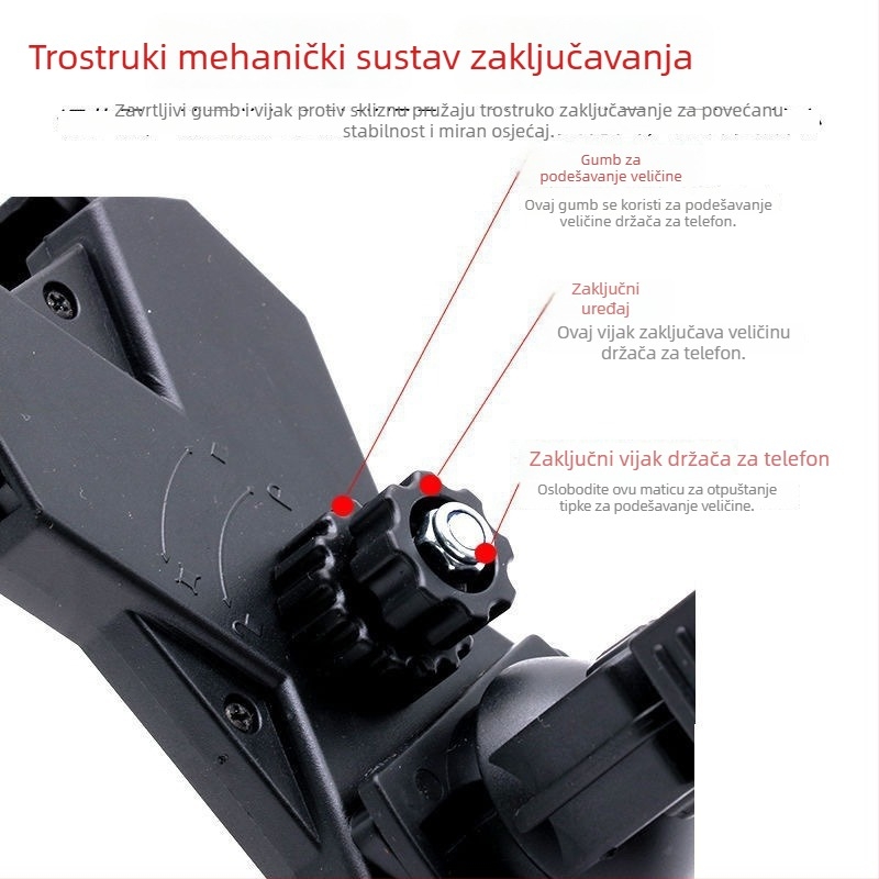 Ling Ke Držač za telefon za motocikl i auto, četverokraki stezaljka, automatsko zaključavanje, nosač na retrovizor, nosač za navigacijski telefon