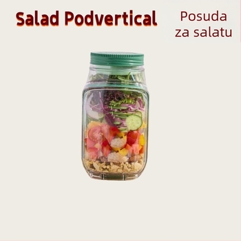 Plastična kutija za salatu, otporna na propuštanje, kapacitet 800–1000 ml, nepravilnog oblika