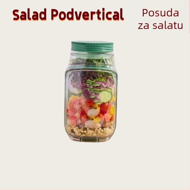Plastična kutija za salatu, otporna na propuštanje, kapacitet 800–1000 ml, nepravilnog oblika