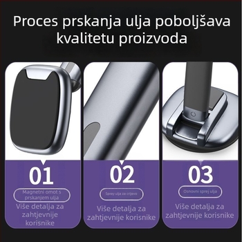 Držač za telefon u autu s fleksibilnim, izvlačnim vratom i snažnom magnetskom bazom – pričvršćivanje usisnom čašom na ploču instrumenta