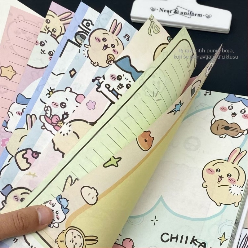 A5 bilježnica s mekim koricama, unutarnje stranice s ilustracijama, slatki kawaii stil, debela izrada