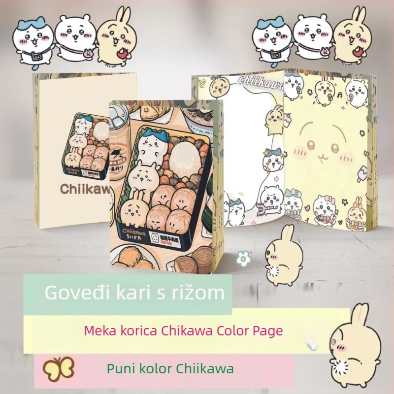 A5 bilježnica s mekim koricama, unutarnje stranice s ilustracijama, slatki kawaii stil, debela izrada