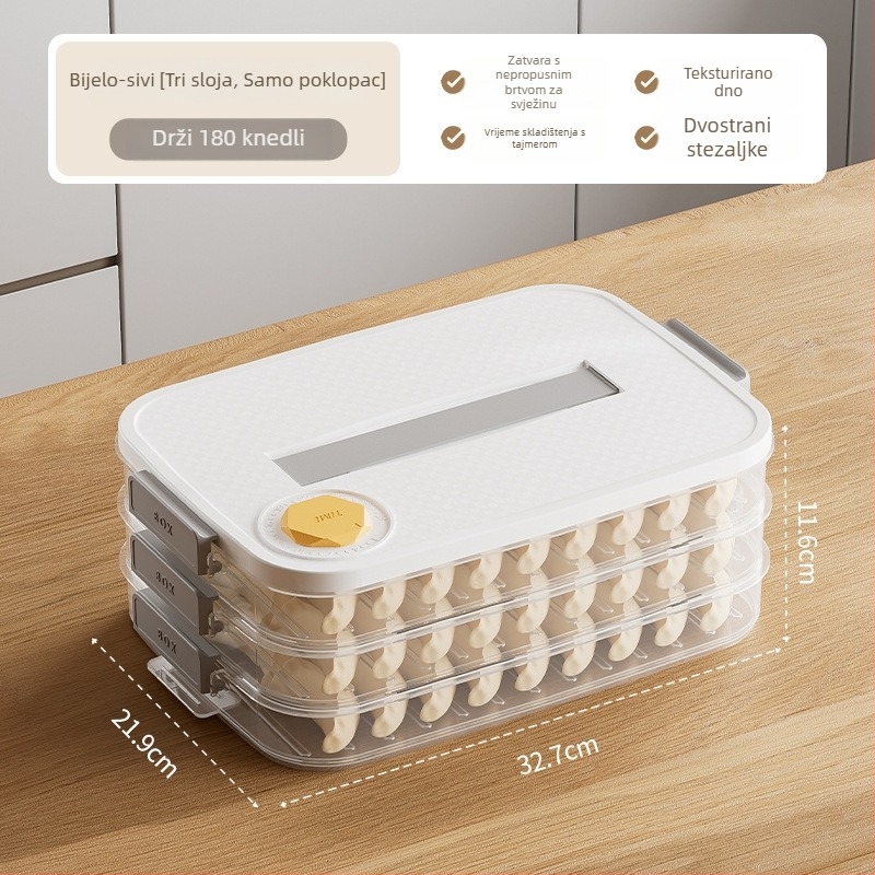 Kutija za knedle - plastika, jednostavan i moderan dizajn, za zamrzivač/hladnjak, porcijanje