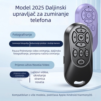 Punjivi Bluetooth uređaj za selfie s zumom za pametne telefone, daljinski upravljač za fotografije, prijenos uživo, gledanje videa i prelistavanje stranica.