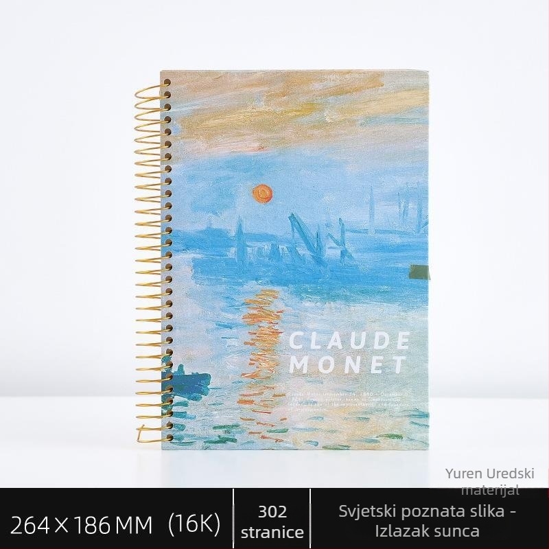 Spiralni bilježnica s čvrstim kućištem za studente, uljana slika, serija B5150, 16K, 302 stranice, 80 g papir, prilagodljiva