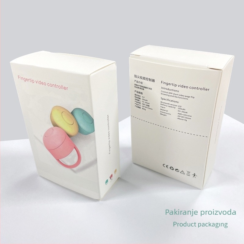 Bluetooth prsten za selfie daljinski upravljač s gumbom 'like' i prebacivanjem stranica — Model Fingertip Praise 01, Bluetooth 5.0, ABS silica gel, oko 4 g