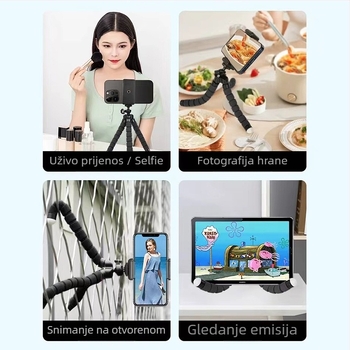 Osmeronožni stolni držač za live streaming mobitela, konstrukcija od ABS + pjena + aluminijska žica, mogućnost prilagodbe