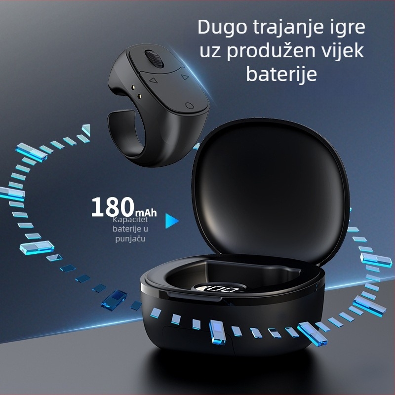 Prsten za daljinsko upravljanje telefonom za TikTok - Bluetooth 5.3, ABS, model Jx12, 57 g, zumiranje i selfie, kutija za punjenje