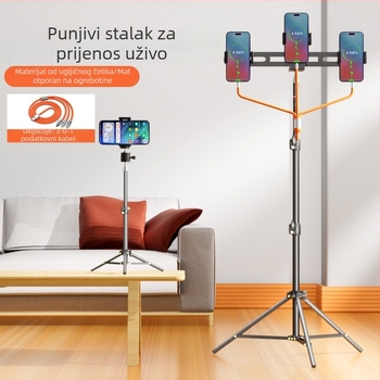 Punjavajući držač za telefon, višenamjenski stalak za uživo prijenos, trodijelni nosač za power bank za kampiranje